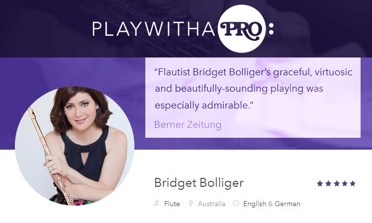 Bridget Bolliger is giving online flute lessons | Play with a Pro
